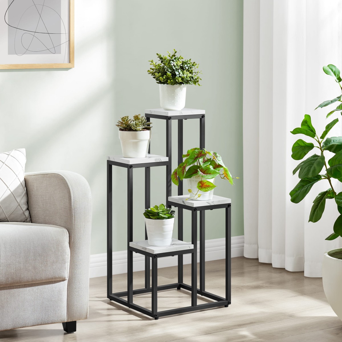 STOJAN NA KVĚTINY, STOJAN NA KVĚTINY 4 LEVELY, DUB, LOFT STYL 2